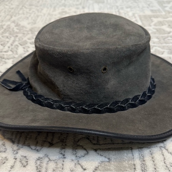 Barmah Australia Hat~dark gray Leather Felt w/Braid medium - Picture 4 of 10
